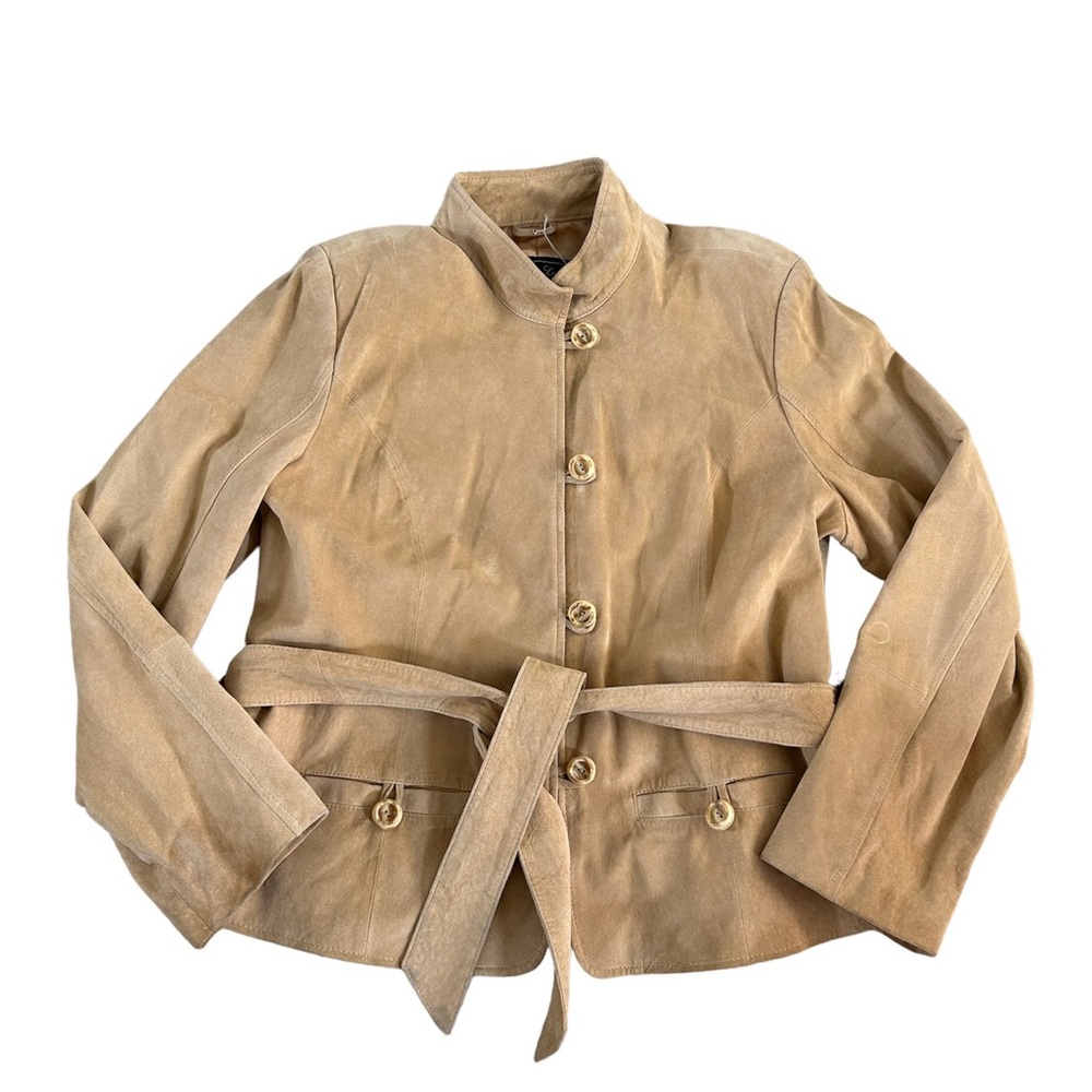 Terry Lewis leather jacket with tie waist tan leather size Large